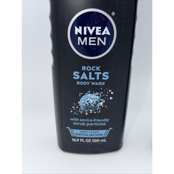 Nivea Men Body Wash Rock Salts Exfoliating Deep Clean Gentle Skin 16.9oz 2 Pack - Picture 2 of 3
